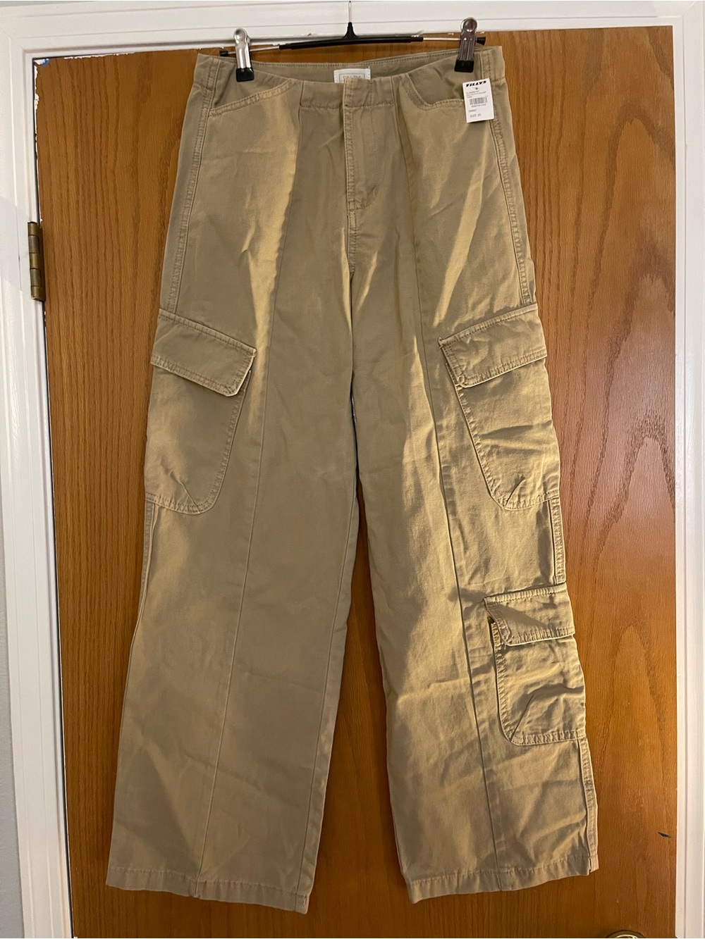 Full Tilt Women's Khaki Cargo Pants with Multiple Patch Pockets